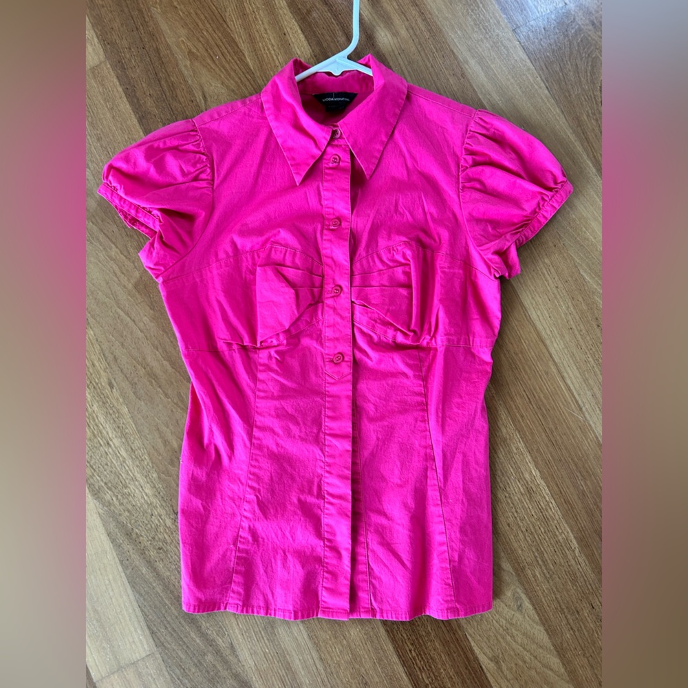 Moda International Fuchsia Button-Up Blouse